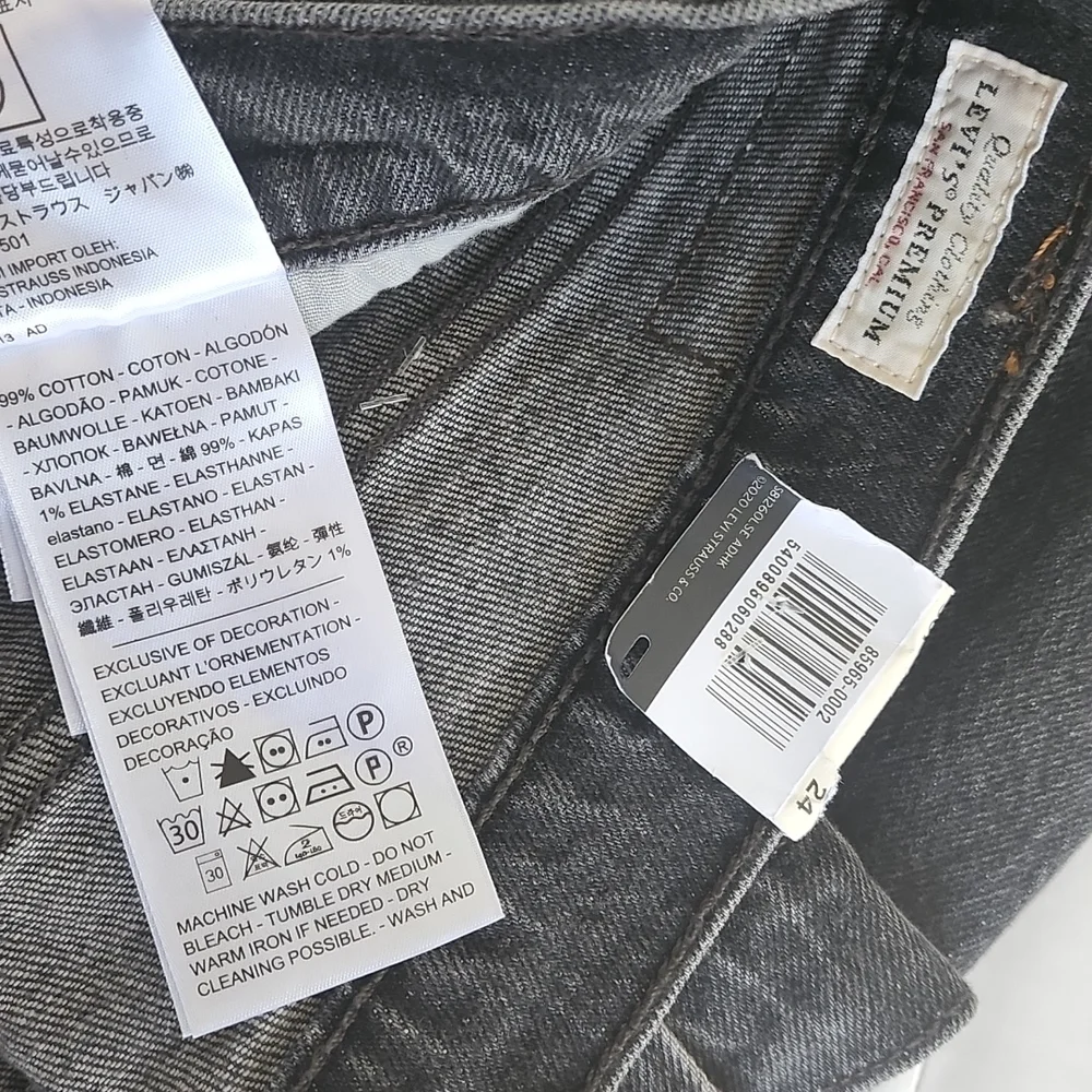 501 levis PREMIUM shorts high rise shorts button fly faded black NWt! Size 24 - Picture 12 of 12